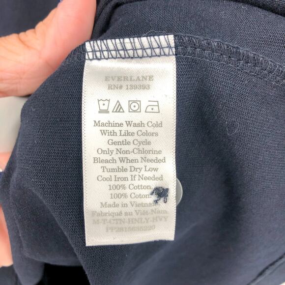 EVERLANE Men's Premium Weight Henley Shirt Large Navy Blue Long Sleeves NWT - Picture 9 of 9